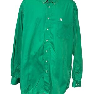 Cinch Men’s Long Sleeve Flip Cuff  Green Button-Down Shirt XL